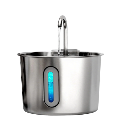 OYES 2.2L round Automatic Cat Water Fountain Stainless Steel Pet Water Feeder with Window for Dogs And Cats Pet Supplies