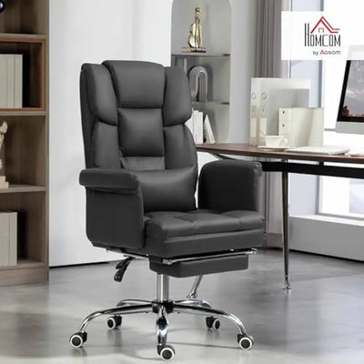 Executive Office Chair with Footrest and Lumbar Support, PU Leather Ergonomic Offices Desks Chairs, Reclining and Swivel Chair