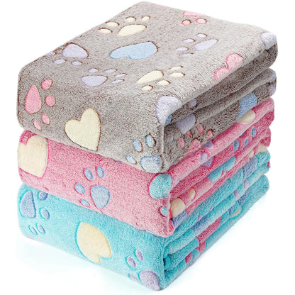 1-Pack Cozy Plush Pet Blanket With Paw Print Design, Soft Fleece Dog Bed Mat Sleeping Pad - For Dogs & Cats - Perfect for Snuggl