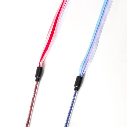 Interactive Cats Toys Long Satin Ribbon Cat Teaser Rod Toy Kitten Playing Teaser Wand Toy Cat Stick Toy