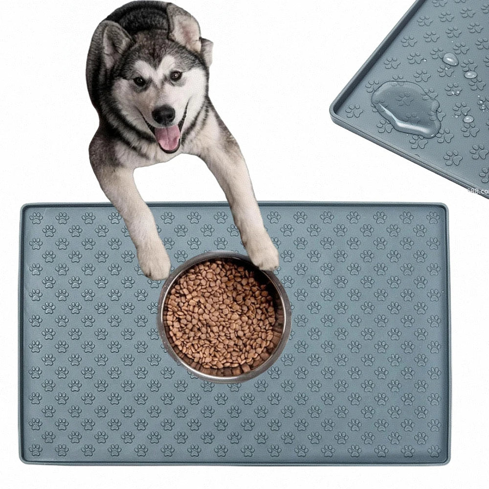 60*40cm Silicone pet feeding mat, cat and dog food mat with overflow protection floor, cat and dog meal mat with water bowl,