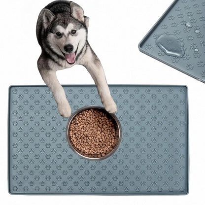 60*40cm Silicone pet feeding mat, cat and dog food mat with overflow protection floor, cat and dog meal mat with water bowl,