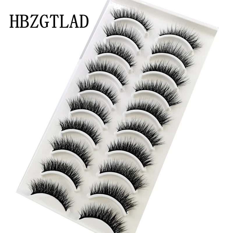 NEW 10 Pairs Natural Long False Eyelashes Fake Lashes Makeup 3d Mink Lashes Extension Short Eyelash Mink Eyelashes for Beauty