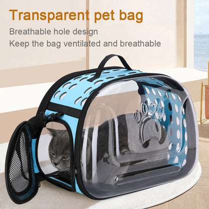 Transparent Foldable Outdoor Pet Travel Carrier Bag Handbag Puppy & Kitten Capsule Transparent Portable Shoulder Strap Bag