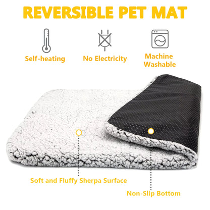Self-Heating Pet Pads Blanket Puppy Pad Warm Cushion Mat for Cats Dogs Washable Pets with Thermal Body Heat Reflecting Core Pad