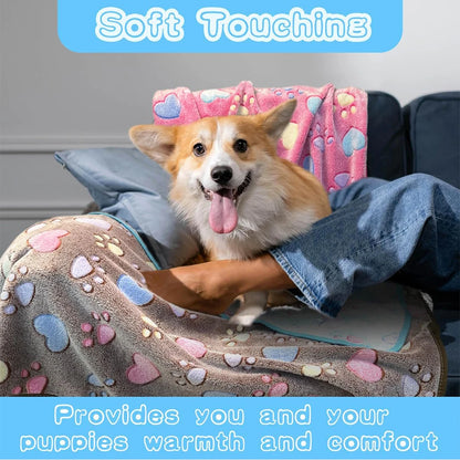 1-Pack Cozy Plush Pet Blanket With Paw Print Design, Soft Fleece Dog Bed Mat Sleeping Pad - For Dogs & Cats - Perfect for Snuggl
