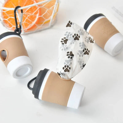 Creative Design Coffee Cup Pet Garbage Bag Dispenser Portable Outdoor Dog Walking Toilet Picking Garbage Bag Storage