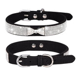 Bow Rhinestone Dog Collar Small and Medium-sized Crown Pet Collar Comfortable Leather