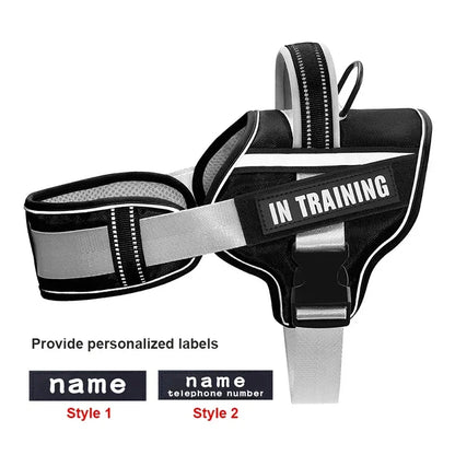 KOMMILIFE Adjustable Nylon Dog Harness Personalized Harness For Dogs Reflective Breathable Neck Guard Dog Harness Vest No Pull