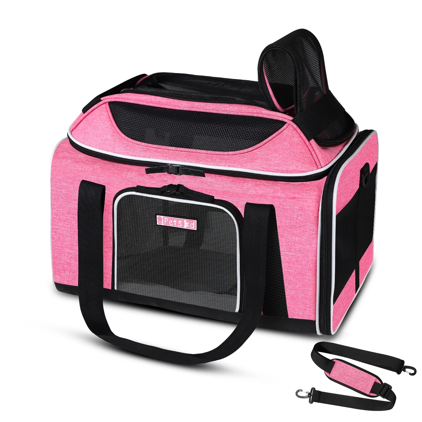 Petskd Top-Expandable Pet Carrier Major USA Airlines Approved Soft Small Dog Cat Carrier with Safety Zipper and AntiScratch Mesh