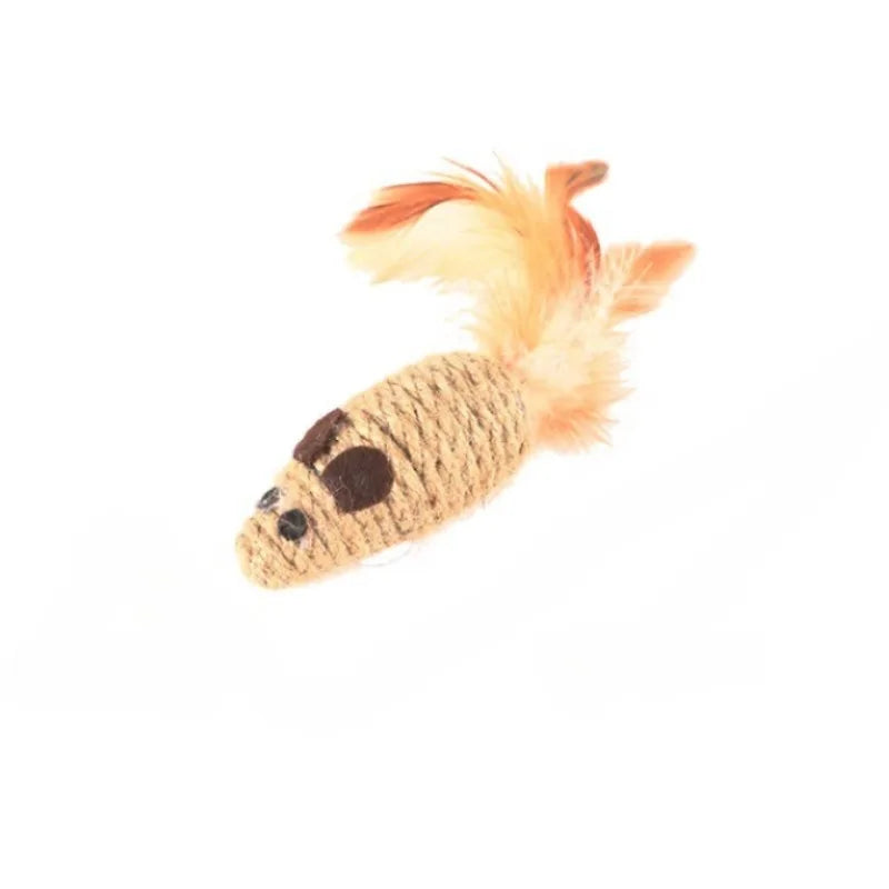 Sisal False Mouse Cat Toy Bite Resistance Stuffed Toy Interactive Cat Toy Simulation Mice Kitten Self-Playing Toy Pet Supplies