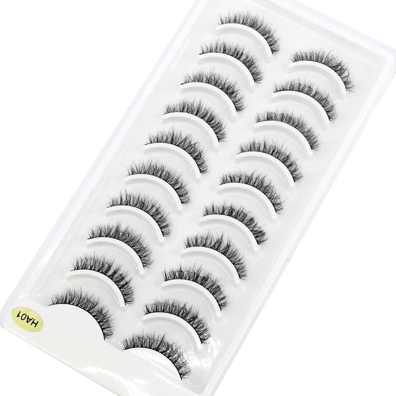 NEW 10 Pairs Natural Long False Eyelashes Fake Lashes Makeup 3d Mink Lashes Extension Short Eyelash Mink Eyelashes for Beauty