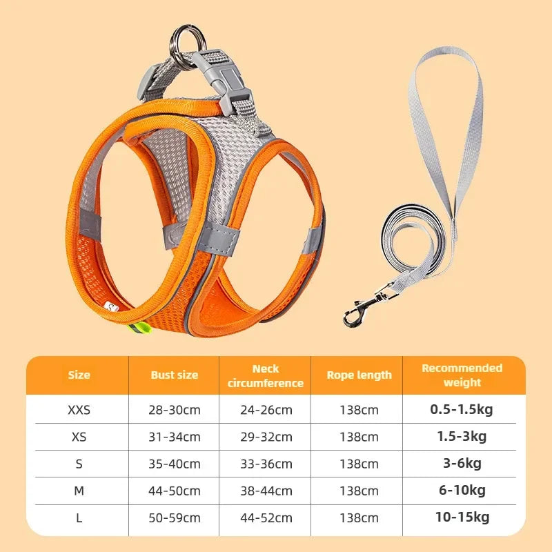 Pet Things Cat Accessories Cute Adjustable Cat Collar and Leash Set for Walking Safe Reflective Soft Comfortable Vest