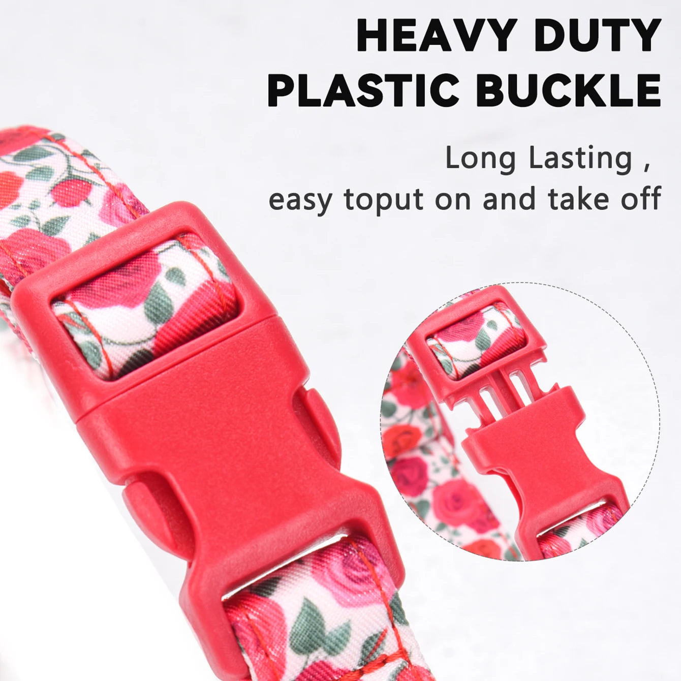 CP612--adjustable polyester collar, pet dog floral collar, rose printed collar with flower pendants, suit for dogs and cats.