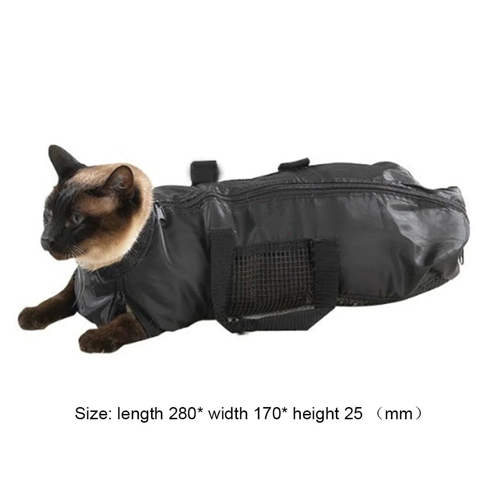 Mesh Cat Grooming Bathing Bag Adjustable Cats Washing Bags Oxford Cloth Pet Nail Trimming Clean Anti Scratch Bite Restraint