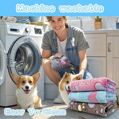 1-Pack Cozy Plush Pet Blanket With Paw Print Design, Soft Fleece Dog Bed Mat Sleeping Pad - For Dogs & Cats - Perfect for Snuggl