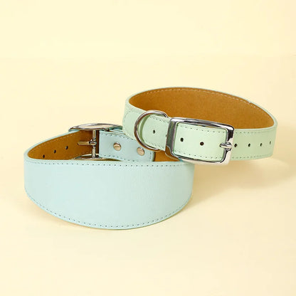 Wide Leather Dog Collar for Small Medium Large Dogs, Greyhound Deerhound Lurcher Whippet Dachshund Collar Pet Accessories