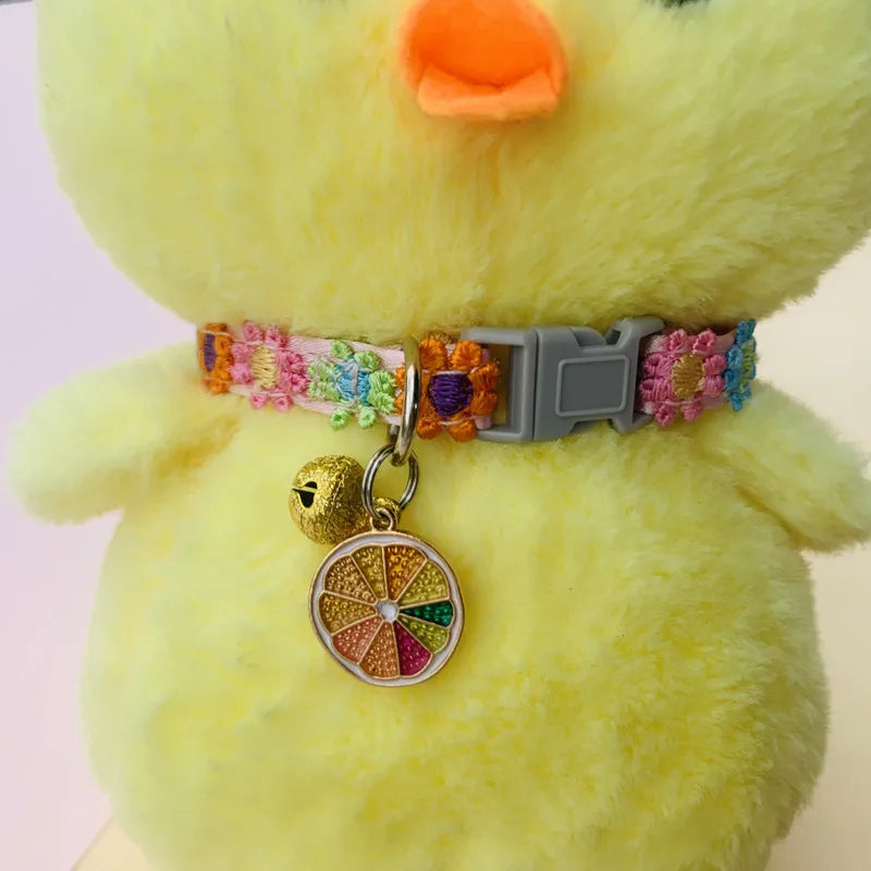 Pet Necklace Colorful Lace Flower Cat Collar Puppy Jewelry Collar Bell Collar Cat Collar