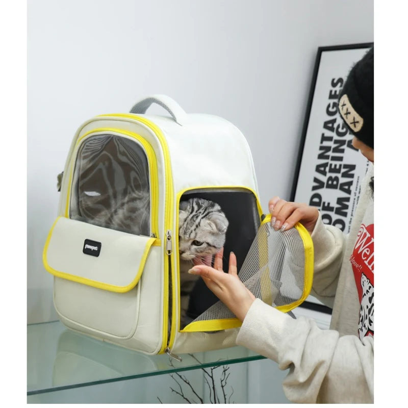 Large Capacity Breathable Mesh Portable Foldable Pet Carrier Backpack for Dog and Cat Outdoor Travel Camping Hiking Supplies