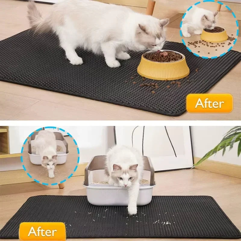Cat Litter Mat Waterproof Double Layer Cat Litter Trapping Pet Litter Box Mat Clean Pad Products for Cats Accessories