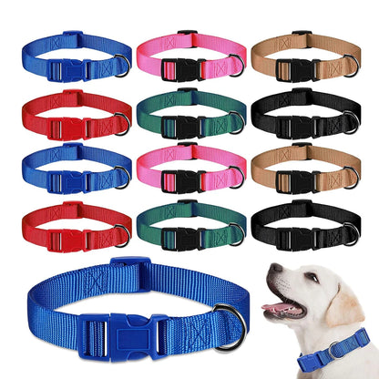 Adjustable Nylon Dog Collar Durable Basic Dog Collar for Small Large Dogs French Bulldog Safety Walking Training Pet Supplies