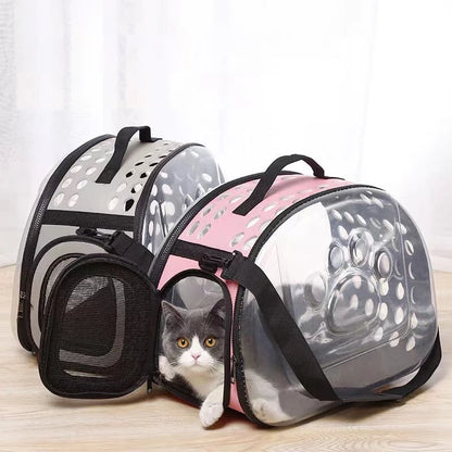 Transparent Foldable Outdoor Pet Travel Carrier Bag Handbag Puppy & Kitten Capsule Transparent Portable Shoulder Strap Bag