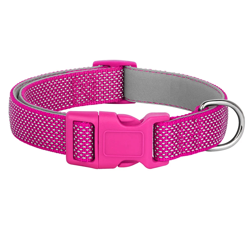 Reflective Pet Dog Collar Durable Nylon Dog Collars Necklace Adjustable Puppy Collars for Small Large Dog Pug Safety In Night