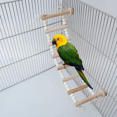 5/8 Steps Wood Ladder Pet Interactive Bird Parrot Toy Ladder for Hamster Cage Funny Grinding Stick Climbing Toy Bird Accessories