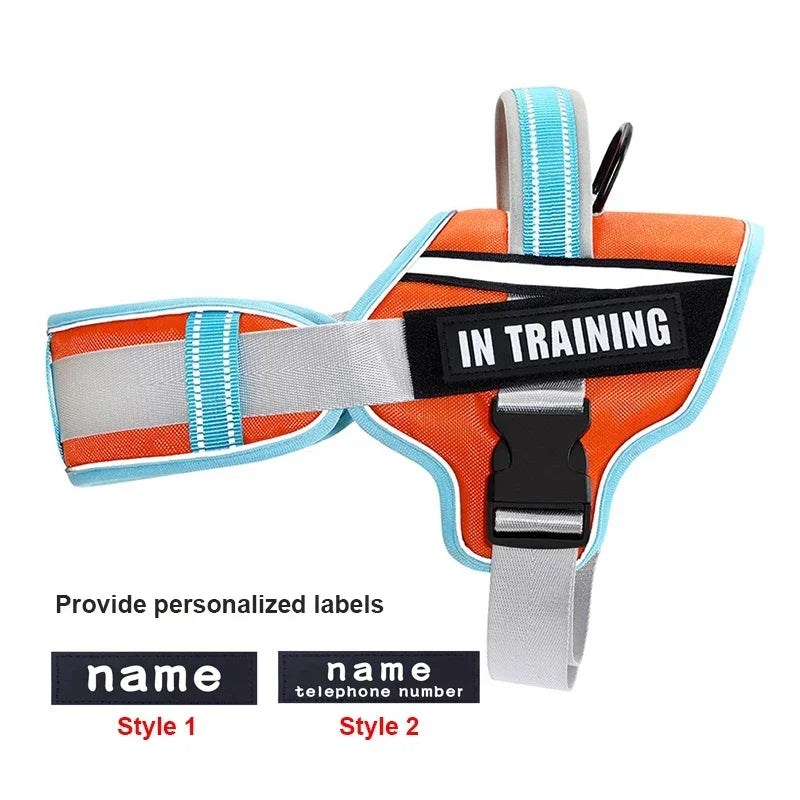 KOMMILIFE Adjustable Nylon Dog Harness Personalized Harness For Dogs Reflective Breathable Neck Guard Dog Harness Vest No Pull