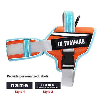 KOMMILIFE Adjustable Nylon Dog Harness Personalized Harness For Dogs Reflective Breathable Neck Guard Dog Harness Vest No Pull