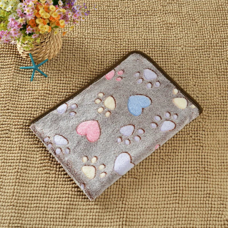 1-Pack Cozy Plush Pet Blanket With Paw Print Design, Soft Fleece Dog Bed Mat Sleeping Pad - For Dogs & Cats - Perfect for Snuggl