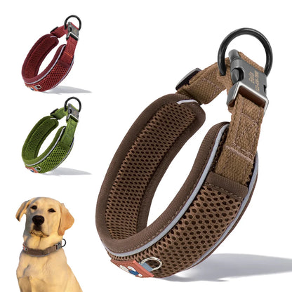 Personalized Dog Collar Mesh Breathable Dog Collars Reflective Pet Necklace Durable For Small Medium Large Dogs Free Engraving