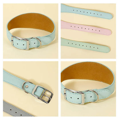 Wide Leather Dog Collar for Small Medium Large Dogs, Greyhound Deerhound Lurcher Whippet Dachshund Collar Pet Accessories