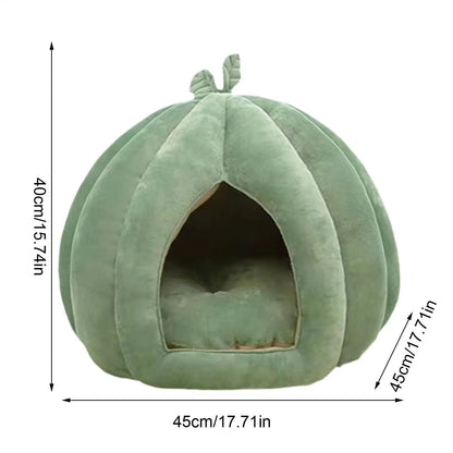 Thickened Halloween Pet Bed Enclosed Cat Nest Warm Cat Bed Pumpkin Shape Pet Sleeping House for Cats Washable Cat Sleeping Bed