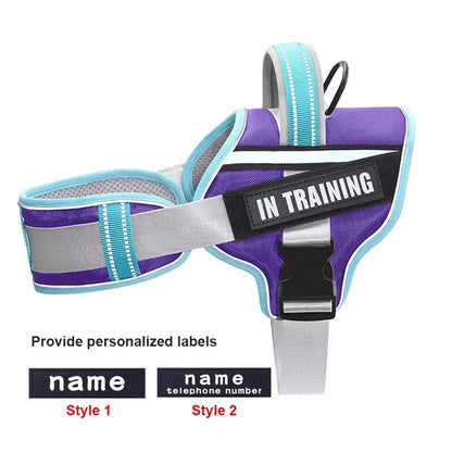 KOMMILIFE Adjustable Nylon Dog Harness Personalized Harness For Dogs Reflective Breathable Neck Guard Dog Harness Vest No Pull
