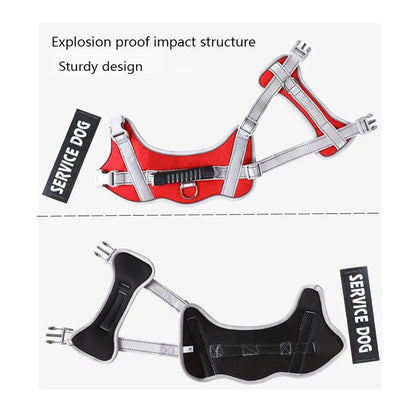 Dog Vest Harness and Patches Set with leash，Reflective Dog Vest with Handle for Small, Medium, Large, and Extra-Large Dogs