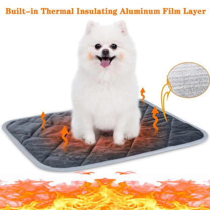 Self Warming Pet Pad, Extra Warm Thermal Dog Crate Pad Washable Anti-Slip Kennel Mat Pet Supplies for Medium Small Dogs and Cats
