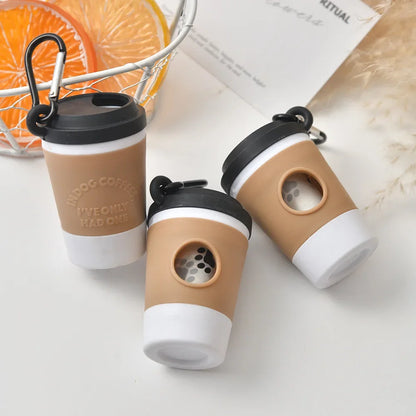 Creative Design Coffee Cup Pet Garbage Bag Dispenser Portable Outdoor Dog Walking Toilet Picking Garbage Bag Storage