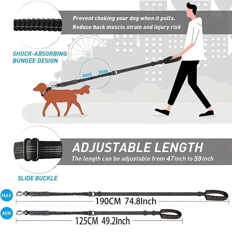 Reflective Shock Absorbing Pet Leashes with Car Seatbelt Medium and Large Dog Tactical Safety Leash Explosion proof Dog Leash