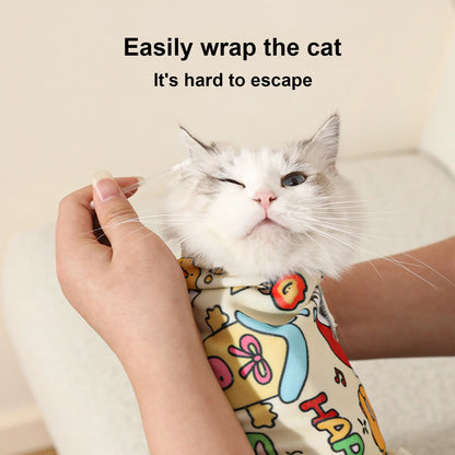 Cat Grooming Wrap Self-Adherent Cat Swaddle Burrito Wrap Anti-Bite Anti-Scratch Anti-Escape for Medicine Nail Clipping Pet Tool