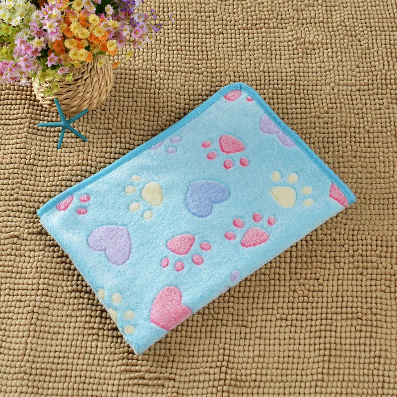 1-Pack Cozy Plush Pet Blanket With Paw Print Design, Soft Fleece Dog Bed Mat Sleeping Pad - For Dogs & Cats - Perfect for Snuggl