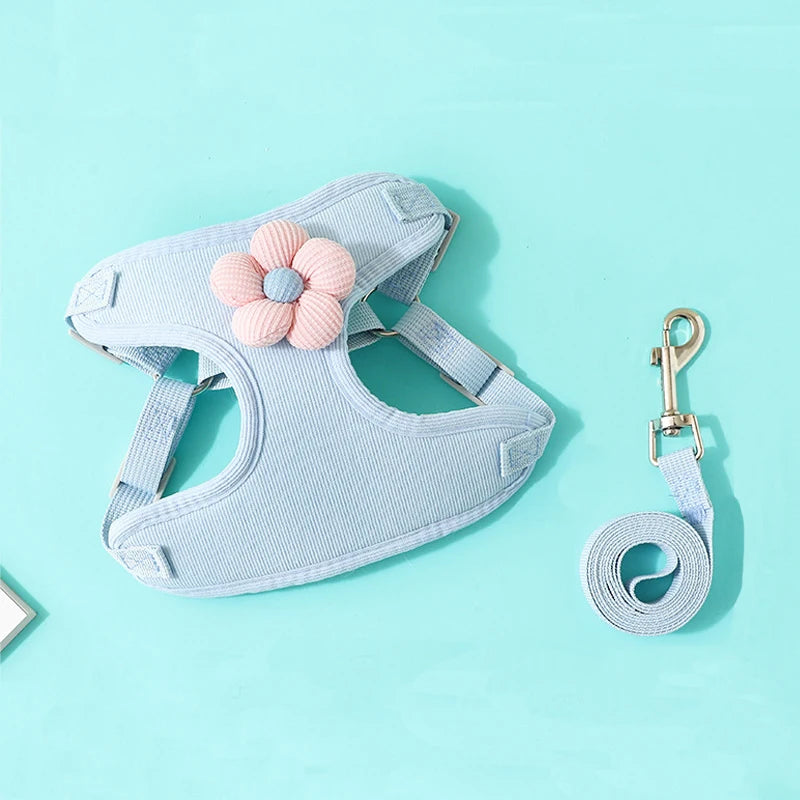 Dog Harness with 1.2m Leash Set Adjustable Pet Harness For Puppy Cats French Bulldog Chihuahua Outdoor Walking Lead Leash