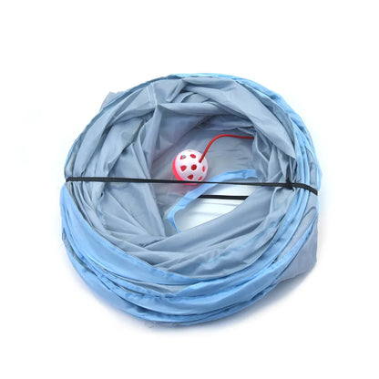 Gray 3-Way Foldable Pet Cat Tunnel Tube Toy Kitten Tunnel Toy With Peep Hole Pet Training Interactive Toy Tunnel Tube