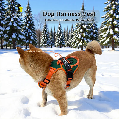 Nylon Adjustable Dog Harness Personalized Dog Harness Vest Reflective Breathable Pet Harness Leash For Small Medium Large Dogs