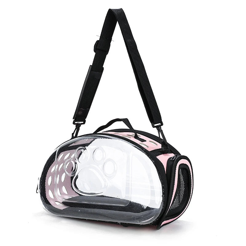 Transparent Foldable Outdoor Pet Travel Carrier Bag Handbag Puppy & Kitten Capsule Transparent Portable Shoulder Strap Bag