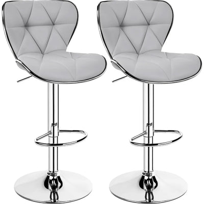 Bar Stools Set of 2, PU Leather Swivel Adjustable Barstools with Shell Back, Bar Chairs with Foma Padded for Home, Kitchen