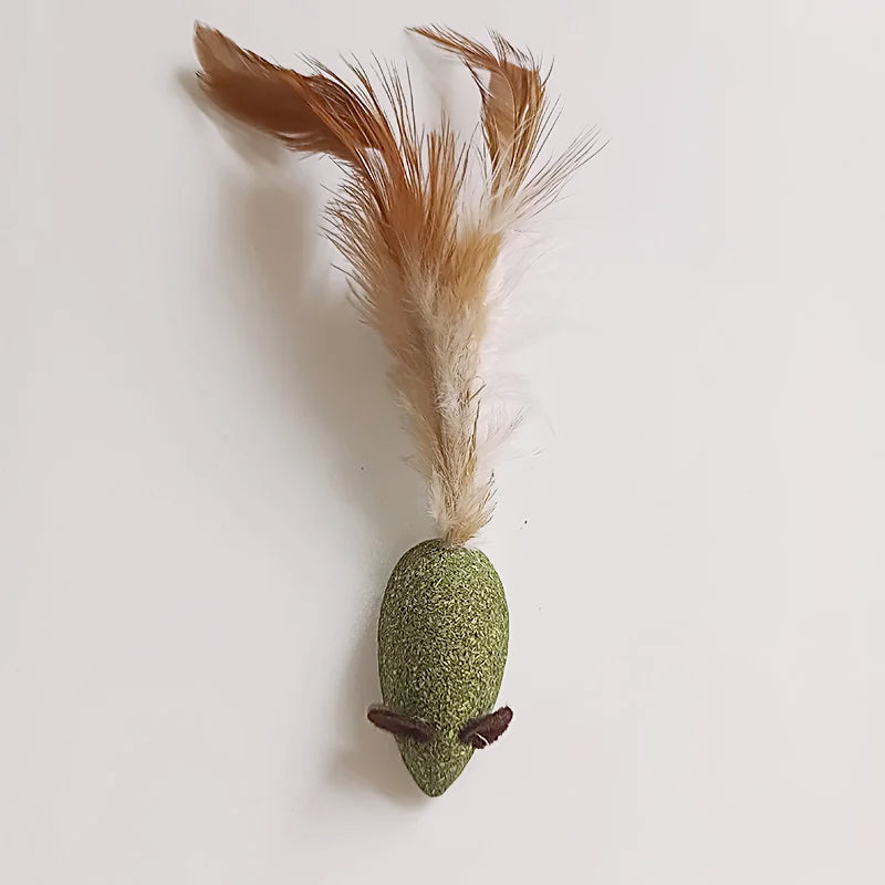 Mouse Cat Toys Catnip Feather Ball Self Cleaning Teeth Interactive Home Chasing Game Toy Products Cat Mint Ball Training Toys