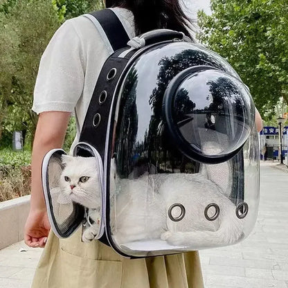 SpaceCapsule Transparent Pet Backpack Carrier Lightweight Portable Breathable Foldable for Cats Dogs Outdoor Travel Adventure