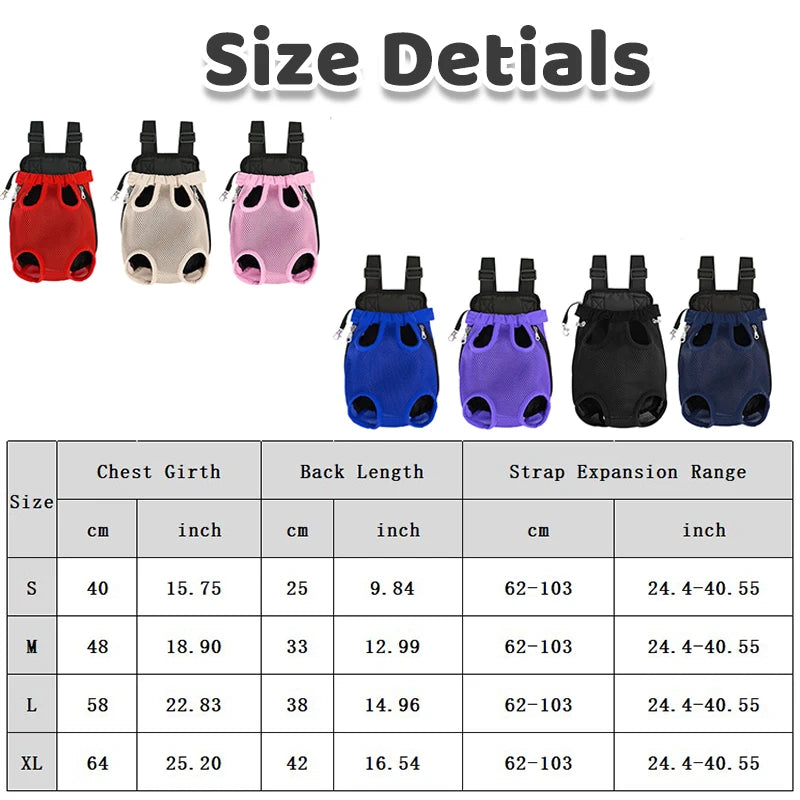 Double Shoulder Breathable Portable Travel Pet Dog Carrier Backpack Mesh Carrier Front Bag for Small Dog Cat Outdoor Accessories