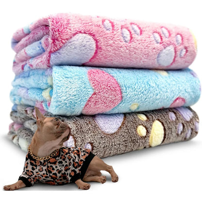1-Pack Cozy Plush Pet Blanket With Paw Print Design, Soft Fleece Dog Bed Mat Sleeping Pad - For Dogs & Cats - Perfect for Snuggl